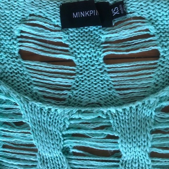 Minkpink aqua frayed sweater - Picture 2 of 2